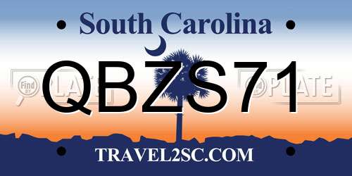 QBZS71 South Carolina License Plate