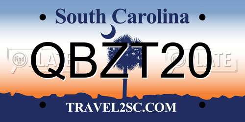 QBZT20 South Carolina License Plate