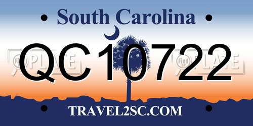 QC10722 South Carolina License Plate