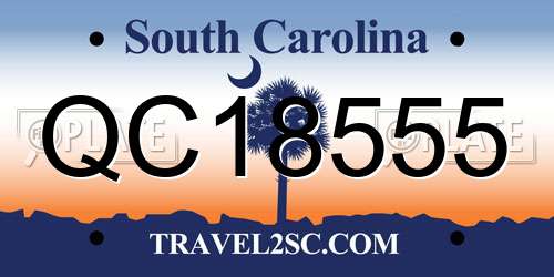 QC18555 South Carolina License Plate