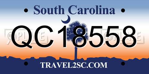 QC18558 South Carolina License Plate