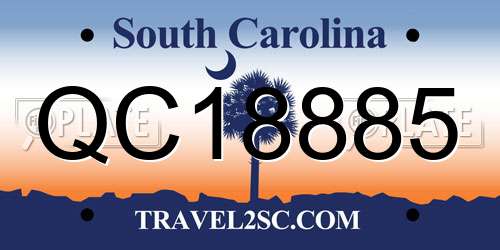 QC18885 South Carolina License Plate