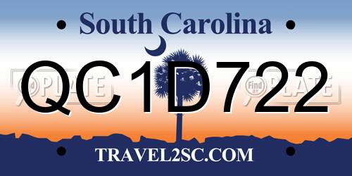 QC1D722 South Carolina License Plate