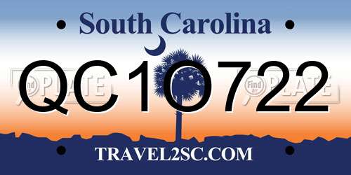 QC1O722 South Carolina License Plate