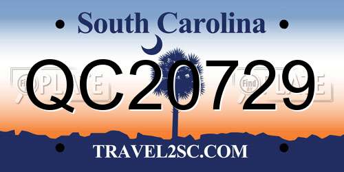 QC20729 South Carolina License Plate