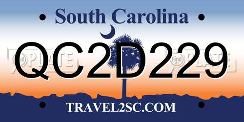 QC2D229 South Carolina License Plate