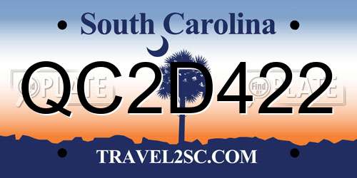 QC2D422 South Carolina License Plate