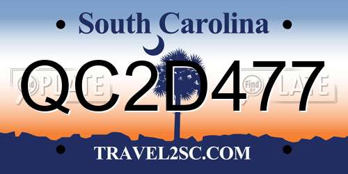 QC2D477 South Carolina License Plate