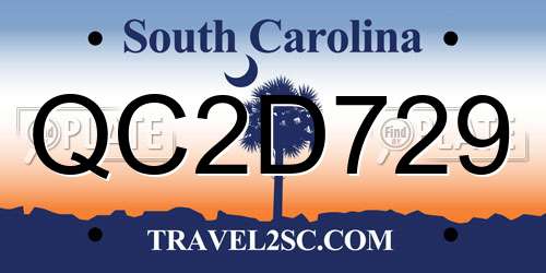 QC2D729 South Carolina License Plate