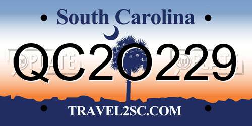 QC2O229 South Carolina License Plate