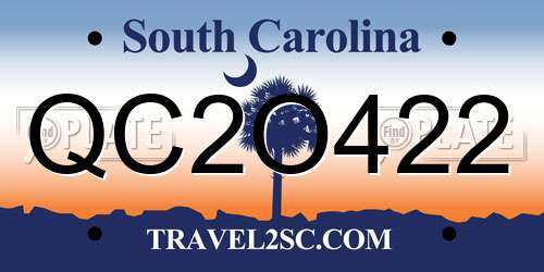 QC2O422 South Carolina License Plate