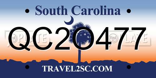 QC2O477 South Carolina License Plate