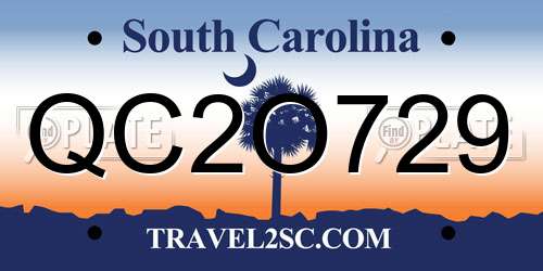 QC2O729 South Carolina License Plate