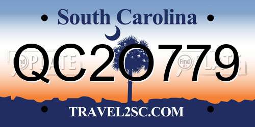 QC2O779 South Carolina License Plate