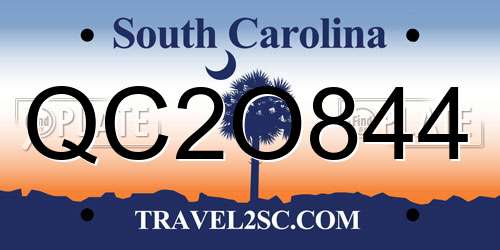 QC2O844 South Carolina License Plate