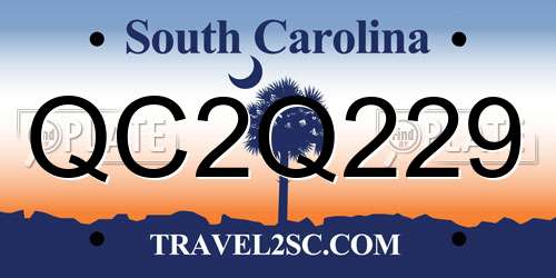 QC2Q229 South Carolina License Plate