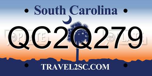 QC2Q279 South Carolina License Plate
