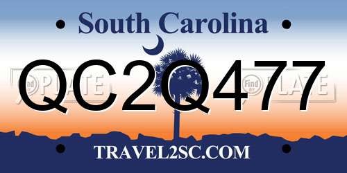 QC2Q477 South Carolina License Plate