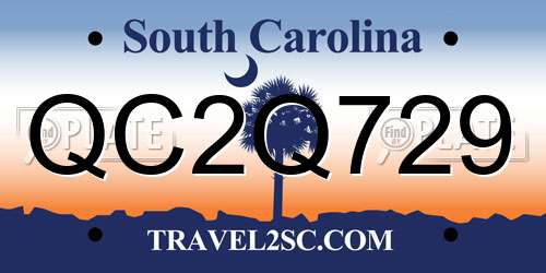 QC2Q729 South Carolina License Plate