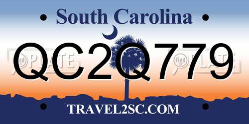 QC2Q779 South Carolina License Plate