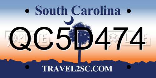 QC5D474 South Carolina License Plate