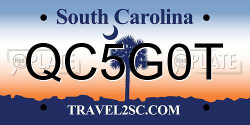 QC5G0T South Carolina License Plate