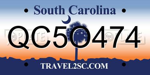 QC5O474 South Carolina License Plate