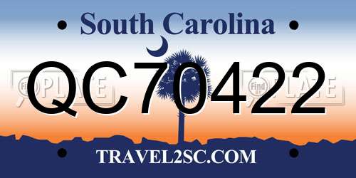 QC70422 South Carolina License Plate