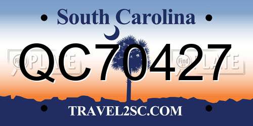 QC70427 South Carolina License Plate