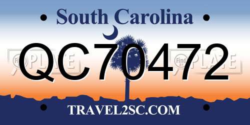 QC70472 South Carolina License Plate