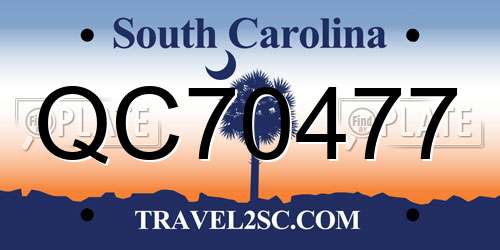 QC70477 South Carolina License Plate