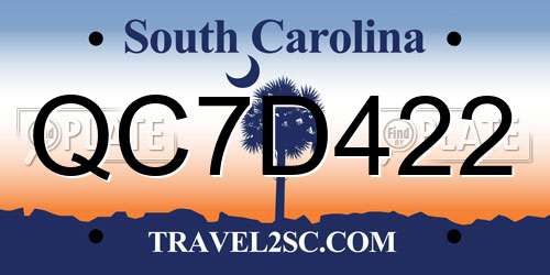 QC7D422 South Carolina License Plate