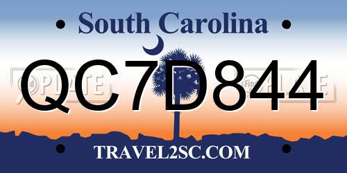 QC7D844 South Carolina License Plate