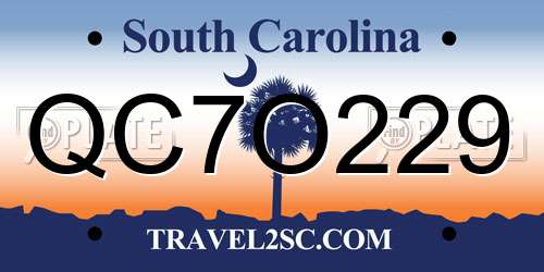 QC7O229 South Carolina License Plate