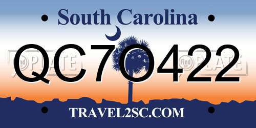 QC7O422 South Carolina License Plate