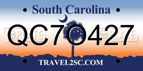 QC7O427 South Carolina License Plate