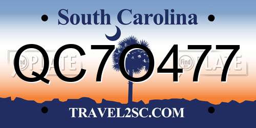 QC7O477 South Carolina License Plate