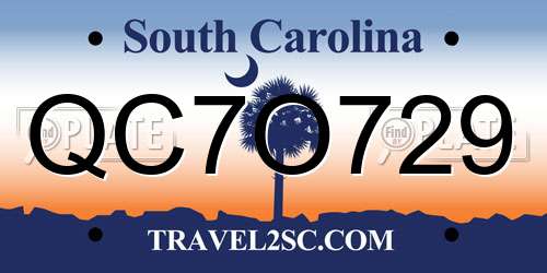 QC7O729 South Carolina License Plate