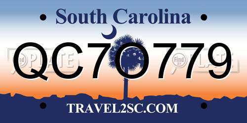 QC7O779 South Carolina License Plate