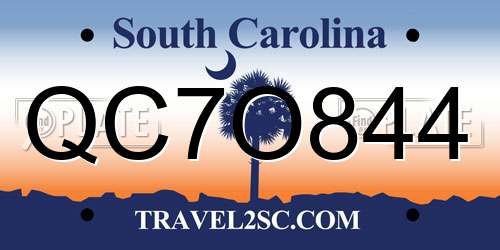 QC7O844 South Carolina License Plate