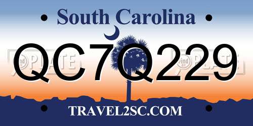 QC7Q229 South Carolina License Plate