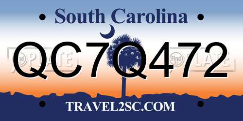 QC7Q472 South Carolina License Plate