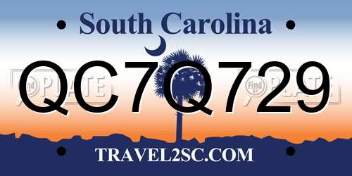 QC7Q729 South Carolina License Plate