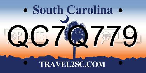 QC7Q779 South Carolina License Plate