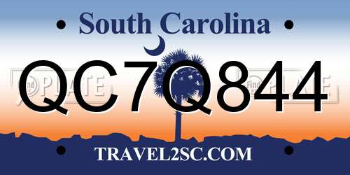 QC7Q844 South Carolina License Plate