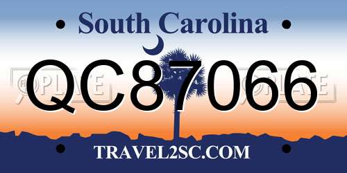 QC87066 South Carolina License Plate