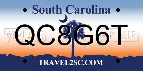 QC8G6T South Carolina License Plate