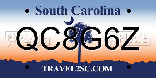 QC8G6Z South Carolina License Plate