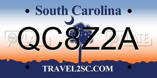 QC8Z2A South Carolina License Plate