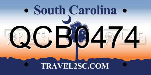 QCB0474 South Carolina License Plate